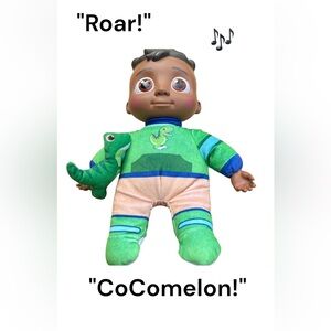 COCOMELON CODY Plush Talking Doll Plastic Head with Green Dinosaur WORKS 13"
